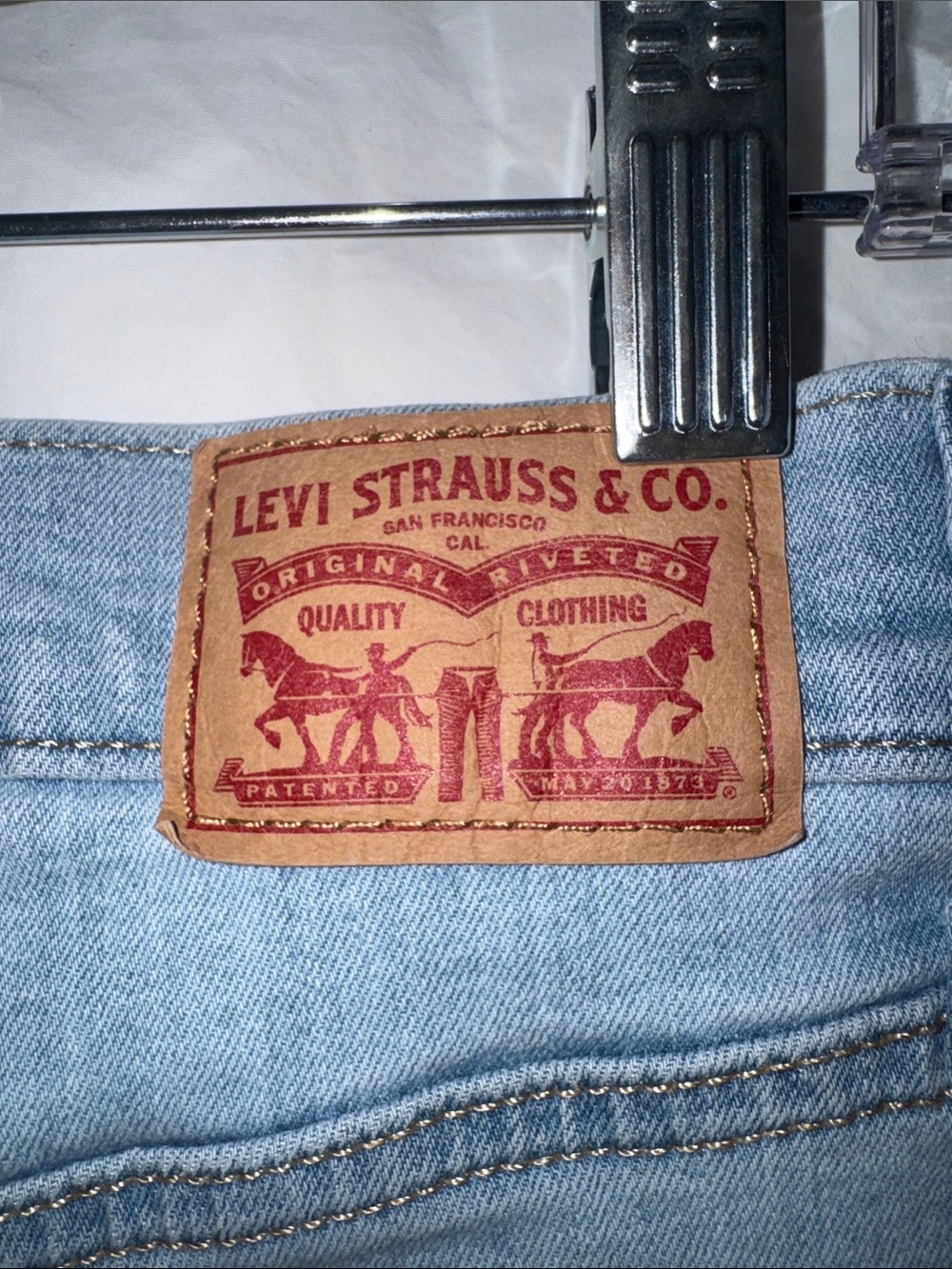 Levi's Light Blue Denim Roll-Cuff Shorts - Picture 4 of 5